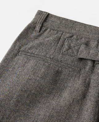 Wool Blend Herringbone Work Trousers - Light Brown