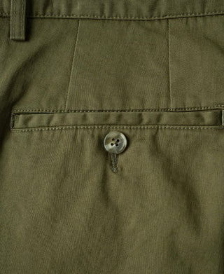 Cotton-Blend Slim Tapered Trousers - Olive