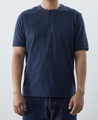 9.3 oz Cotton Tubular Henley T-Shirt - Navy