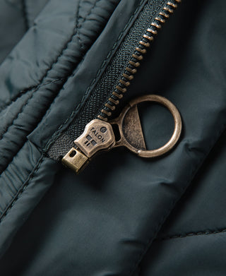 Corduroy Trimmed Diamond Quilted Field Vest – Dark Green