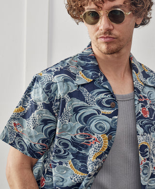 1940s Japanese Cloud Dragon Aloha Shirt