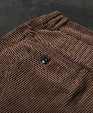 Straight-Leg Double-Pleated Cotton-Corduroy Trousers - Brown