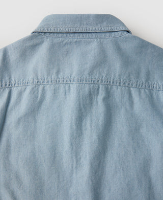 Military Wash Chambray Workshirt - Washed Blue