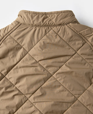 Reversible Diamond Quilted Stand-Collar Jacket - Khaki