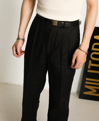 Lot 841 1940s Linen Two Tuck Slacks - Black