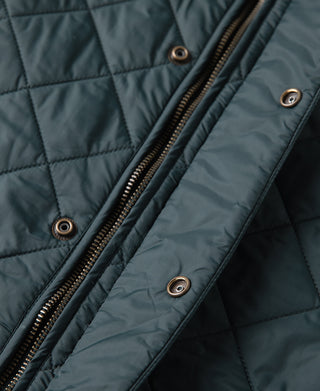 Corduroy Trimmed Diamond Quilted Field Vest – Dark Green