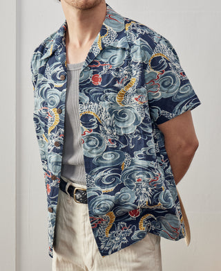 1940s Japanese Cloud Dragon Aloha Shirt