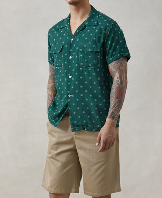 Lot 220 Dotted Open Collar Shirt - Dark Green