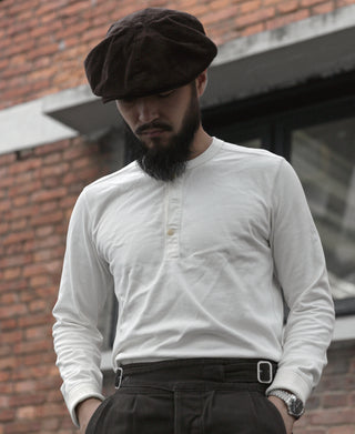 Vintage Long Sleeve Henley Shirt - White