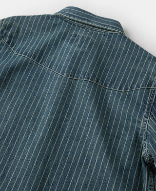 Slim Fit Wabash Striped Indigo Western Shirt