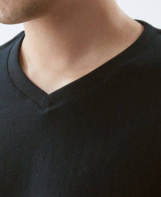 7.2 oz Cotton V-Neck Tubular T-Shirt - Black