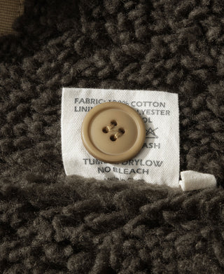 Deck vest lining with a tan button and fabric care label