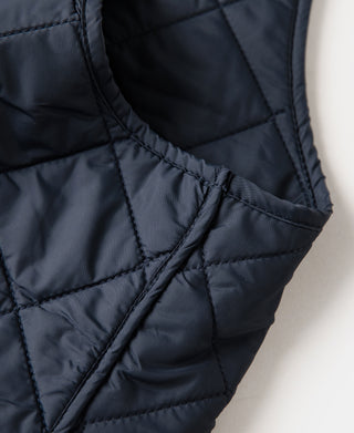 Corduroy Trimmed Diamond Quilted Field Vest – Navy