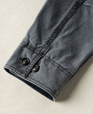 Gray-blue canvas jacket cuff with two buttons
