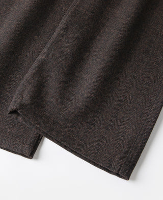 Wool Blend Herringbone Work Trousers - Brown