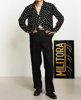 Lot 841 1940s Linen Two Tuck Slacks - Black