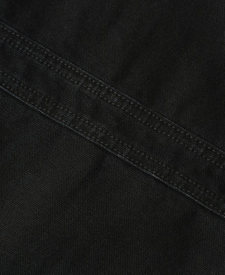 Black jacket seam and stitching line close-up
