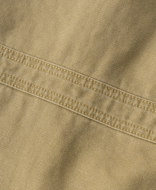 Washed khaki duck canvas jacket with stitched seam panel