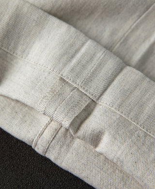 Retro Drawstring Slub Cotton Straight-leg Trousers