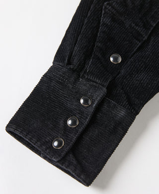 Bolero Embroidered Corduroy Western Shirt - Black