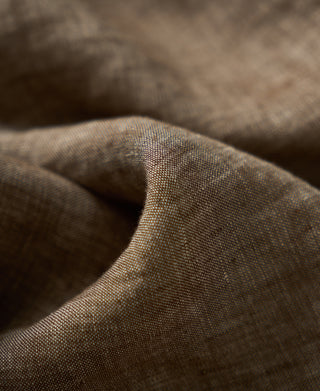 fabric texture of Yarn-dyed Linen Camp-Collar Shirt - Coffee