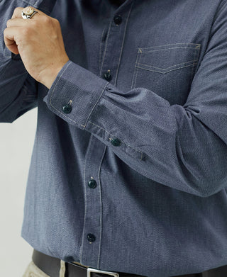 1930s Jaspé Workshirt - Grayish Blue