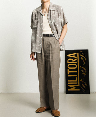 Lot 841 1940s Linen Two Tuck Slacks - Khaki Green