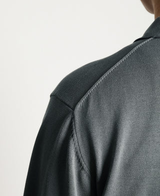 Lot 910L Long Sleeve Knitted Polo Shirt - Gray