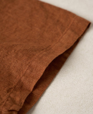 sleeve detail of Yarn-dyed Linen Camp-Collar Shirt - Red