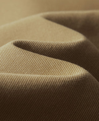 Close-up of the khaki deck vest's ribbed woven outer fabric