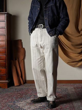 1950s Striped Herringbone Milkman Trousers