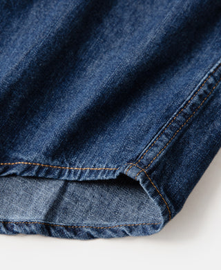 Slub Denim Snap Button Western Shirt - Indigo