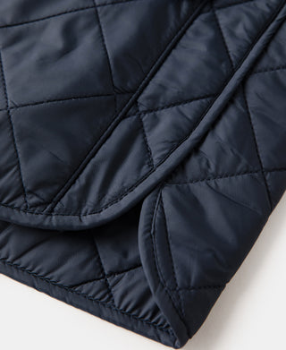 Corduroy Trimmed Diamond Quilted Field Vest – Navy