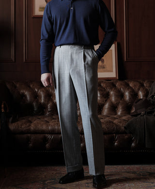 1940s Gray Striped Wool Suit Trousers