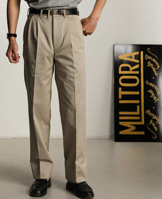 Lot 830 1940s Two Tuck Chino Trousers - Khaki