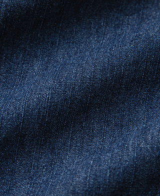 Slub Denim Snap Button Western Shirt - Indigo
