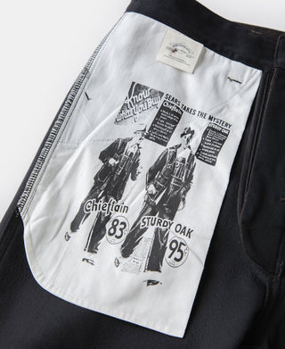 Wool Blend Herringbone Work Trousers - Brown