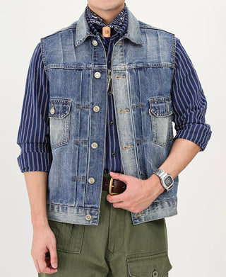 Heavyweight Motorcycle Embroidered Denim Vest