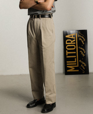 Lot 830 1940s Two Tuck Chino Trousers - Khaki