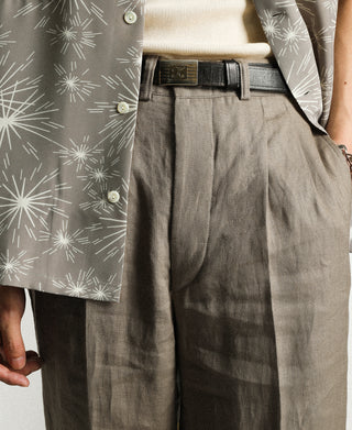 Lot 841 1940s Linen Two Tuck Slacks - Khaki Green