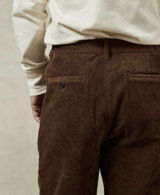 Straight-Leg Double-Pleated Cotton-Corduroy Trousers - Brown