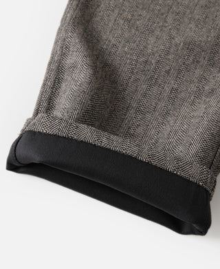 Wool Blend Herringbone Work Trousers - Light Brown