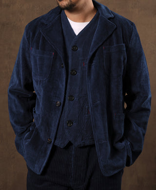 French Indigo-Dyed Corduroy Work Jacket