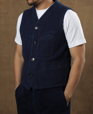 Indigo-Dyed Sashiko Work Vest