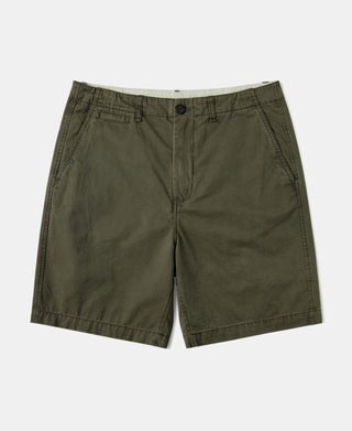 1930s Washed Officer Chino Shorts in Olive