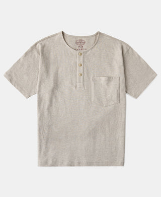 1940s Slub Cotton Henley Pocket T-shirt in Oats
