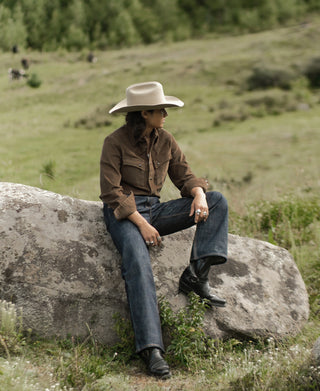 Bolero Embroidered Corduroy Western Shirt - Brown
