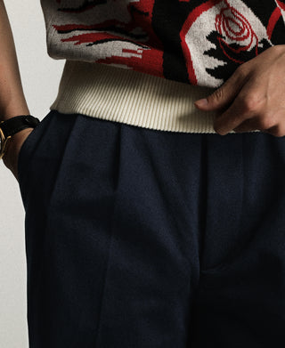 Lot 830 1940s Two Tuck Chino Trousers - Navy