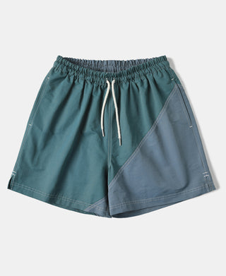 Two-Tone Beach Swim Trunks - Green/Iron Blue