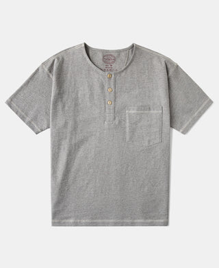 1940s Slub Cotton Henley Pocket T-shirt - Gray